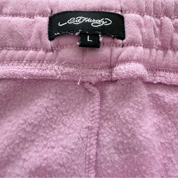 Ed Hardy Wide Leg Sweatpants L | Pink Y2K Streetwear - Picture 5 of 8